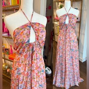 NWOT LoveShackFancy Halter Dress With Cut Outs Floral Print